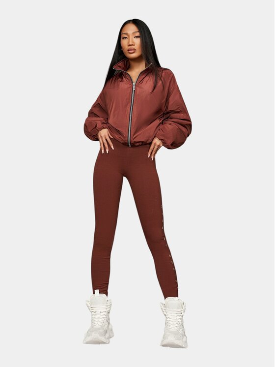 MADE BY SOCIETY MADE BY SOCIETY Spodnie materiałowe Pantaloni leggings - P26786 Brązowy Basic Fit