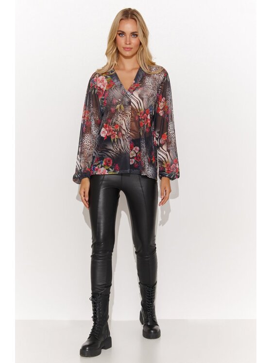 Makadamia Makadamia Bluzka M812 Czarny Loose Fit