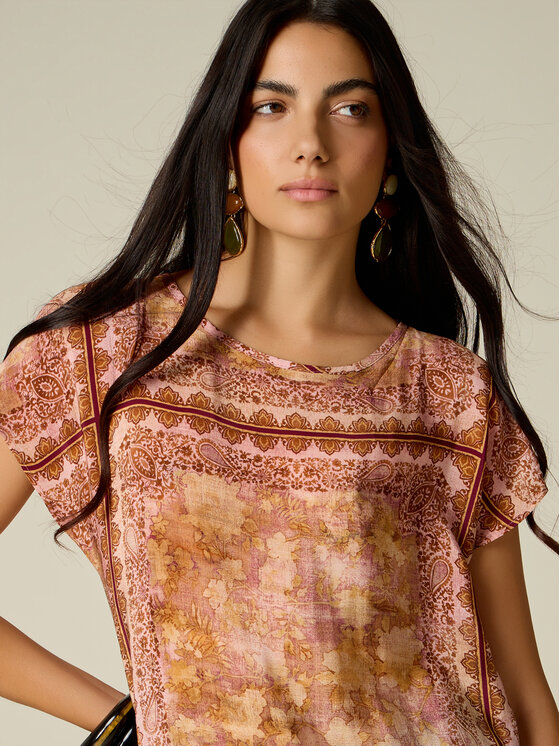 Oltre Oltre Blusa 2145J000942N0S7 Arancione Regular Fit