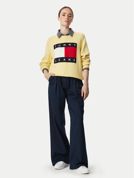 Tommy Jeans Tommy Jeans Megztinis Flag DW0DW23450 Šviesiai geltona Regular Fit