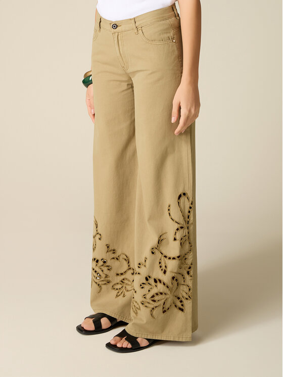 Oltre Oltre Spodnie materiałowe P00LR009149N035 Zielony Baggy Fit
