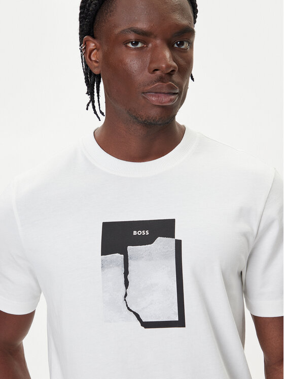 BOSS BOSS Tricou Te_Brokenice 50554640 Alb Regular Fit