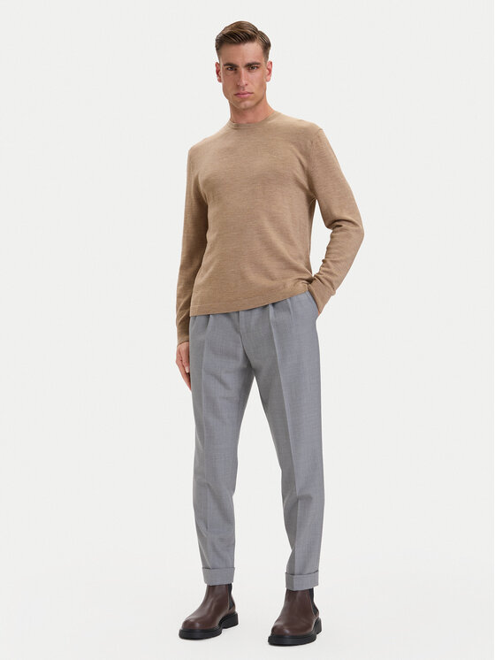 Calvin Klein Calvin Klein Sveter LV04LB305G Tmavo béžová Regular Fit