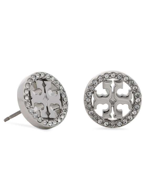 Tory Burch Tory Burch Σκουλαρίκια Miller Pave Stud Earring Box 80318 Ασημί
