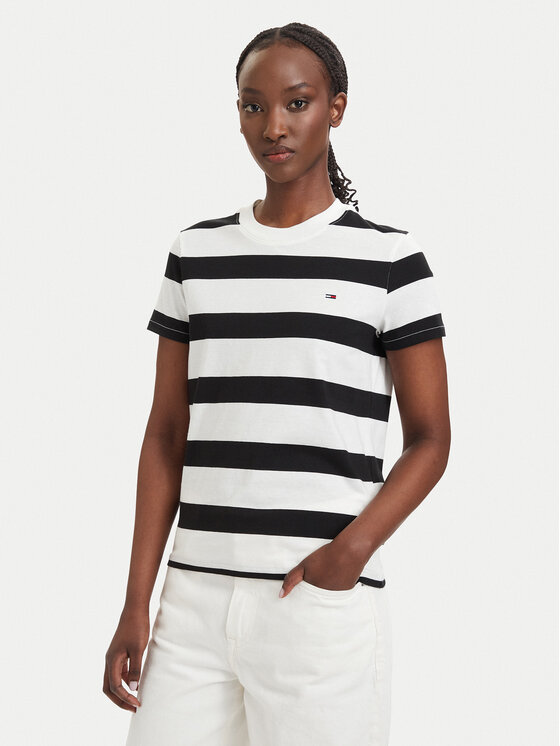 Tommy Jeans Tricou Flag DW0DW23801 Negru Regular Fit