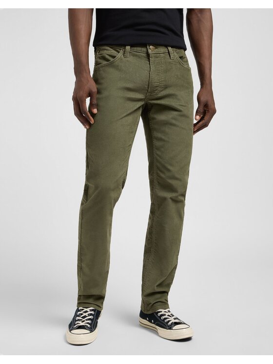 Lee Lee Spodnie materiałowe DAREN ZIP FLY Zielony Straight Fit