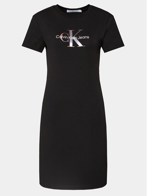 Calvin Klein Jeans Calvin Klein Jeans Φόρεμα καθημερινό Diffused Monologo J20J223056 Μαύρο Slim Fit