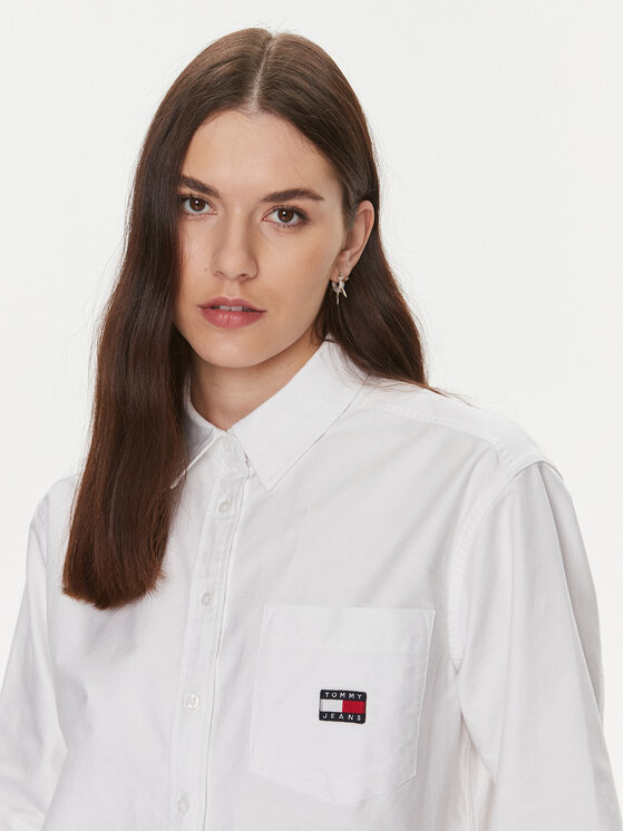 Tommy Jeans Tommy Jeans Koszula Badge Boyfriend DW0DW17351 Biały Relaxed Fit