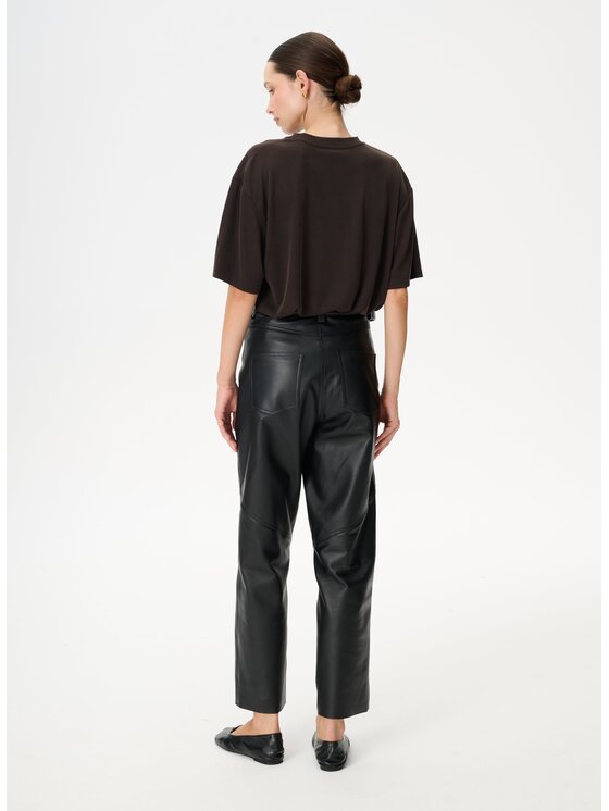 LEBRAND LEBRAND Spodnie skórzane Baggy Czarny Baggy Fit