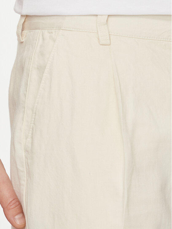Pepe Jeans Pepe Jeans Chino hlače Relaxed Pleated Linen Pants - 2 PM211700 Écru Relaxed Fit
