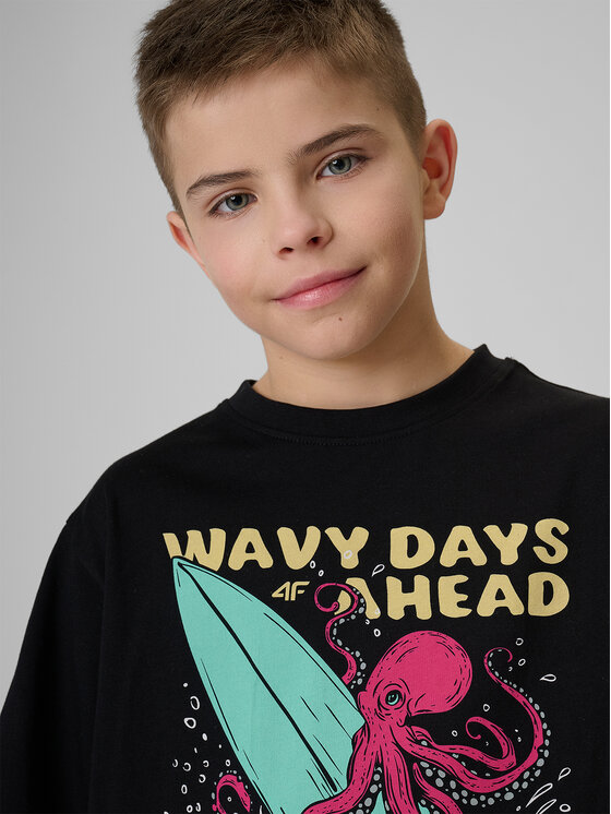 4F 4F T-Shirt WAVE RIDERS CLUB Czarny Loose Fit