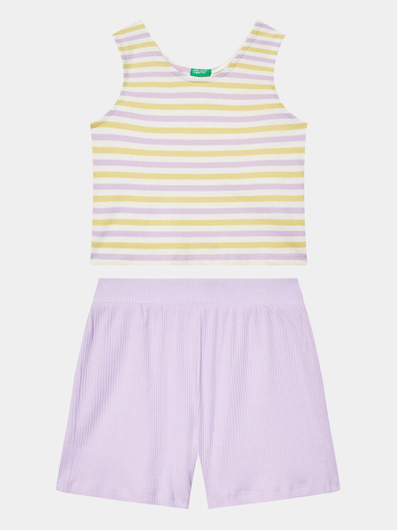 United Colors Of Benetton Set top i pantaloni scurti 3NVVCK008 Colorat Regular Fit