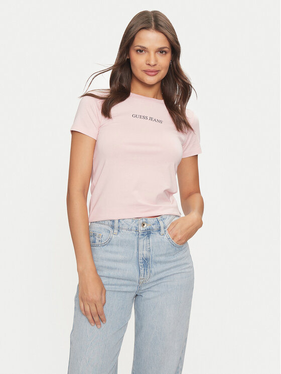 Guess Jeans Tričko W4YI01 J1314 Ružová Slim Fit