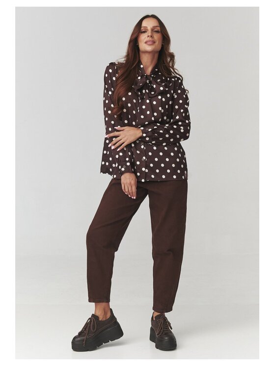 Makadamia Makadamia Koszula C17 Brązowy Loose Fit