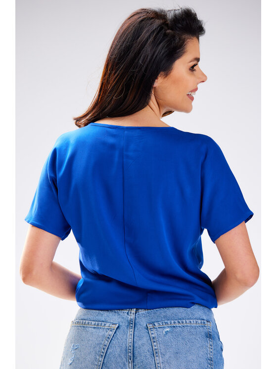 Awama Awama Bluzka A588 Niebieski Basic Fit