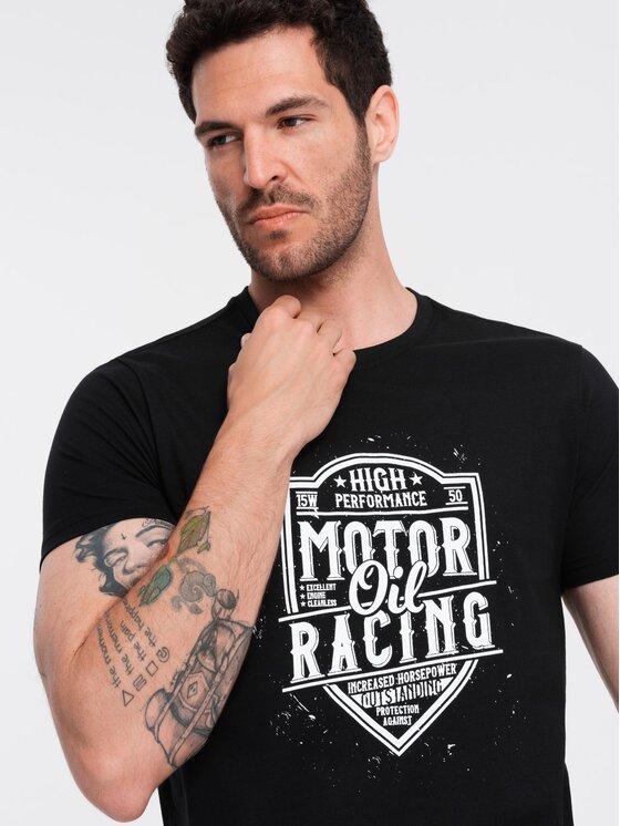 Ombre Ombre T-Shirt OM-TSPT-0125 Černá Regular Fit