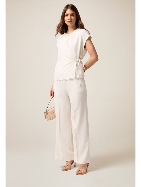 Oltre Oltre Pantaloni di tessuto P006J002460N021 Bianco Baggy Fit