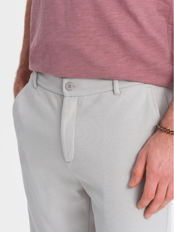 Ombre Ombre Šortky z materiálu OM-SRCS-0127 Šedá Slim Fit