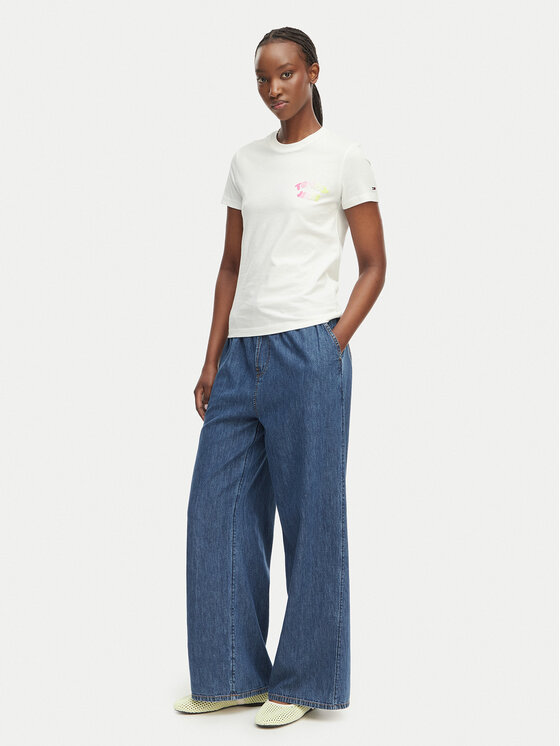 Tommy Jeans Tommy Jeans Tričko Bubble Logo DW0DW22310 Krémová Regular Fit