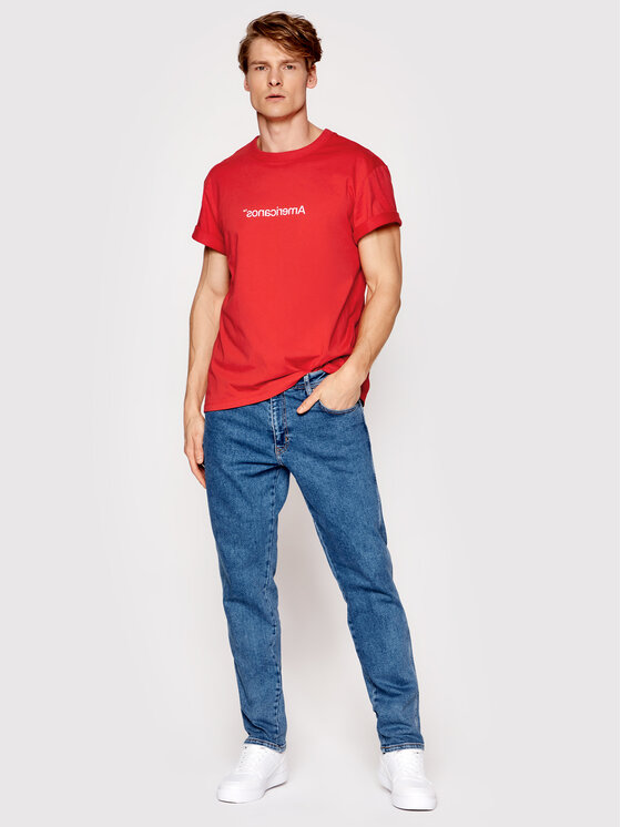 Americanos Americanos T-Shirt America Czerwony Regular Fit