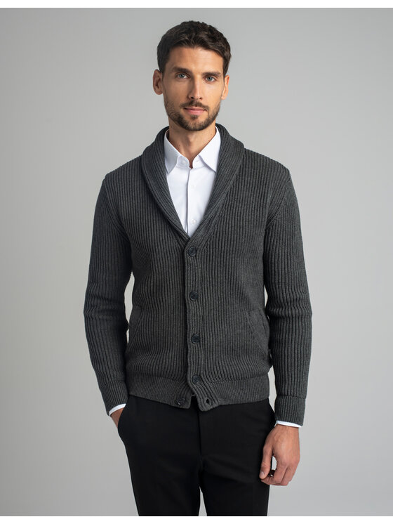 Borgio Borgio Kardigan magnano_gr Szary Regular Fit
