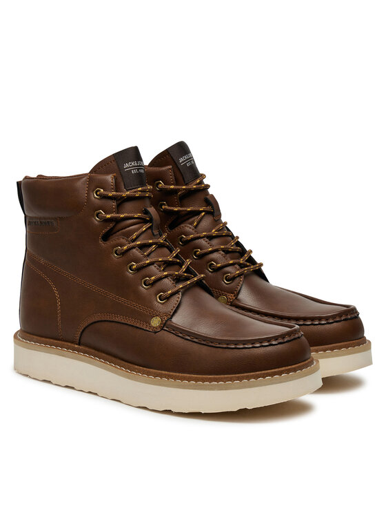 Jack & Jones Jack & Jones Trapery Jfwarchway Pu Moc Boot Lace-Up Boots 12257971 Brązowy