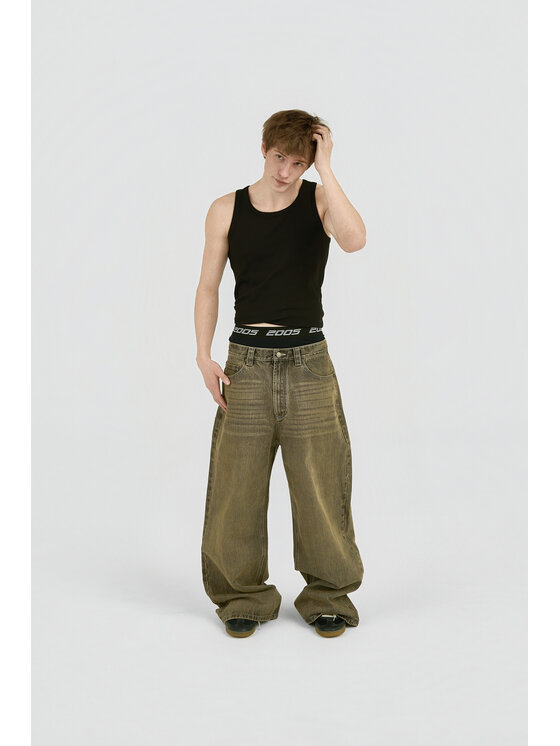 2005 2005 Jeansy Baggy Fit Denim Brązowy Baggy Fit