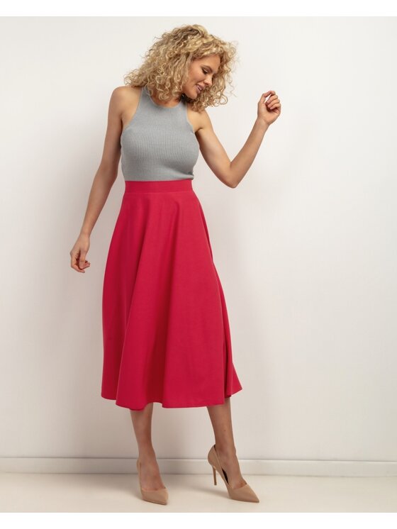 Tessita Tessita Spódnica midi SPÓDNICA_T440 _5_M Czerwony Flared Fit