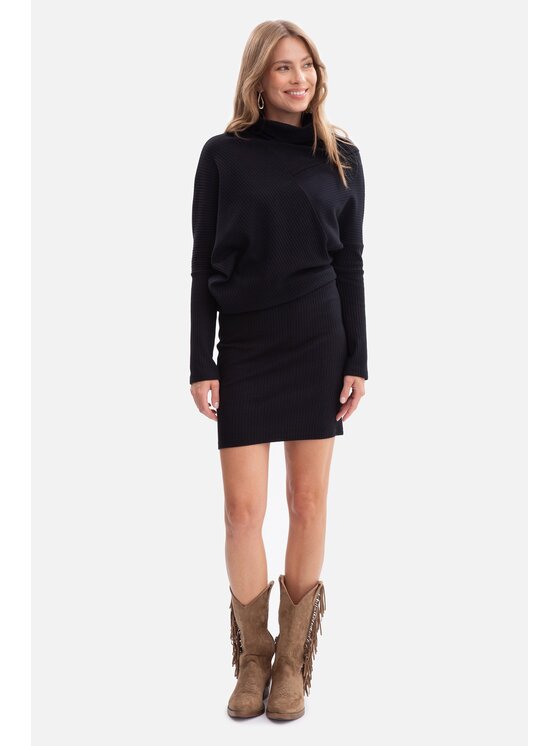 BeWear BeWear Sukienka dzianinowa b309 Czarny Baggy Fit