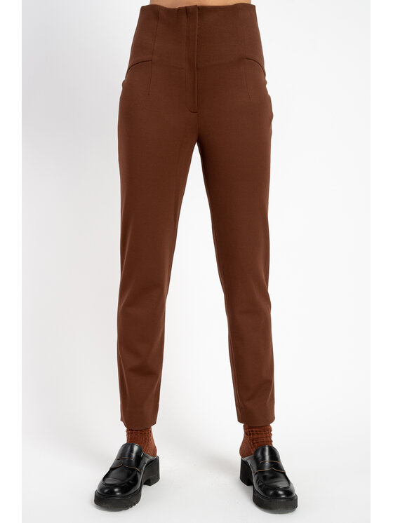 CLICK CLICK Spodnie materiałowe 30-316 Brązowy Anatomic Fit