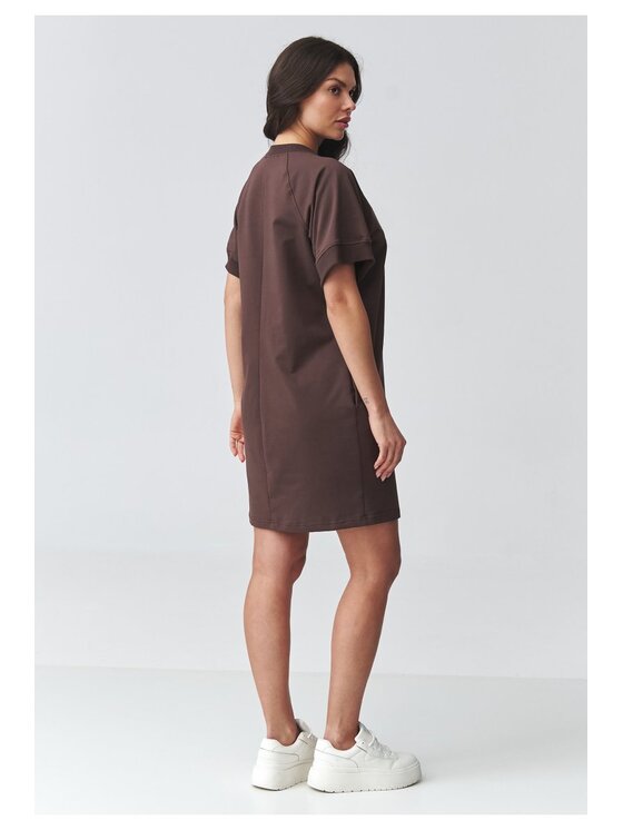 Makadamia Makadamia Sukienka codzienna M920 Brązowy Loose Fit