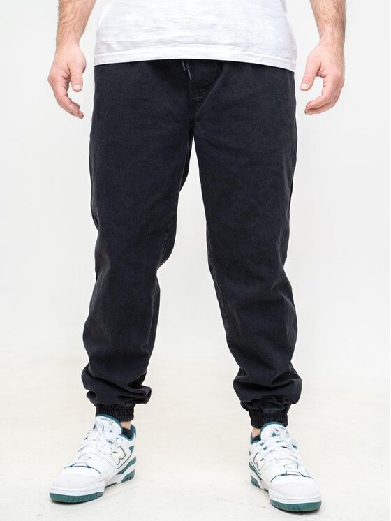 Metoda Sport Metoda Sport Joggery Szerokie Spodnie Jeansowe Baggy Jogger Męskie Czarne Metoda Sport Laur Pocket 2XL Czarny Regular Fit