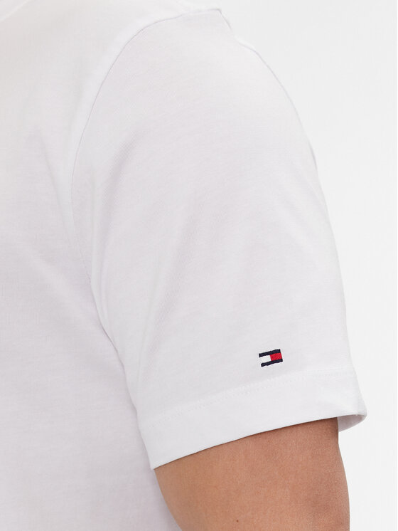 Tommy Hilfiger Tommy Hilfiger T-Shirt Script Logo Tee MW0MW33691 Bílá Regular Fit