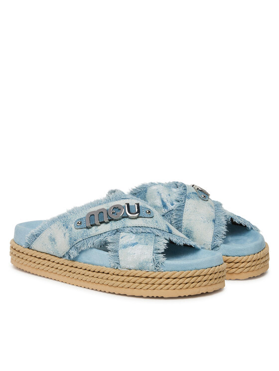 Mou Mou Klapki Criss-cross MU.SW451010K Niebieski