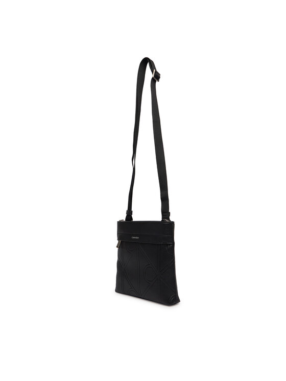 Calvin Klein Calvin Klein Geantă crossover Emblem Emboss Slim Flatpack LV04D3370G Negru