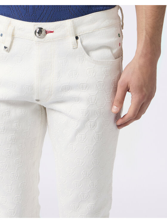PHILIPP PLEIN PHILIPP PLEIN Jeansy 30595 Bílá Straight Leg