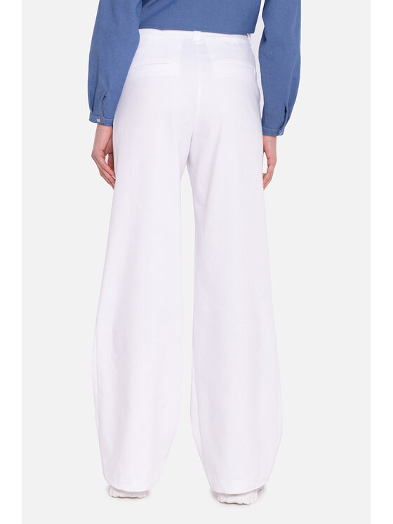 NIFE NIFE Kalhoty z materiálu SD141 Bílá Wide Leg