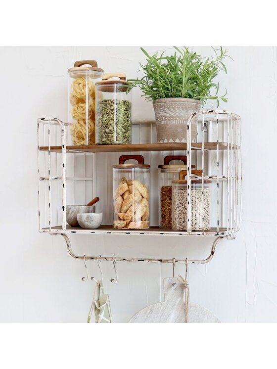 MIAhome MIAhome Organizer Półka ścienna z haczykami biała 45,5x52 cm Biały