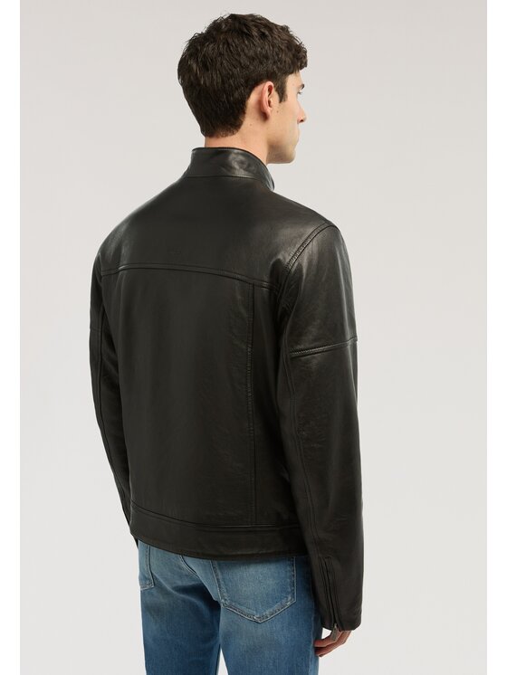 Trussardi Trussardi Kurtka skórzana R301M000054N033 Czarny Regular Fit