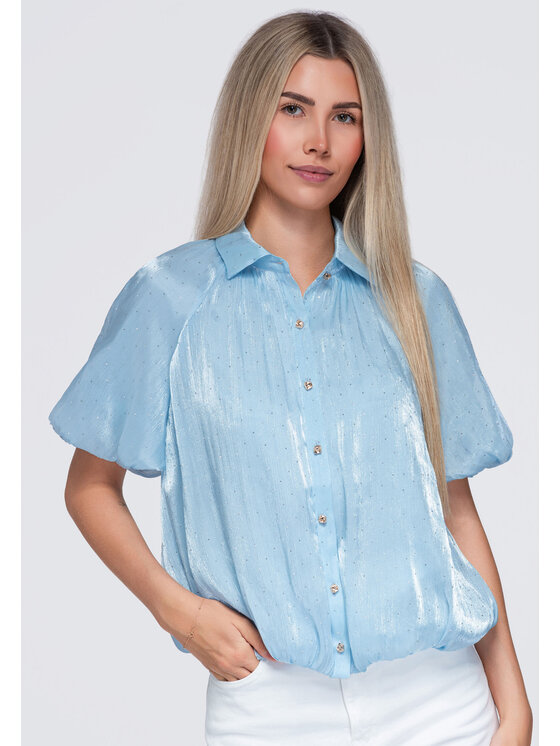 Ombre Ombre Koszula OW-SH-E0068 Niebieski Loose Fit