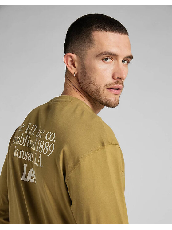 Lee Lee T-Shirt LS LOGO LOOSE TEE Żółty Regular Fit