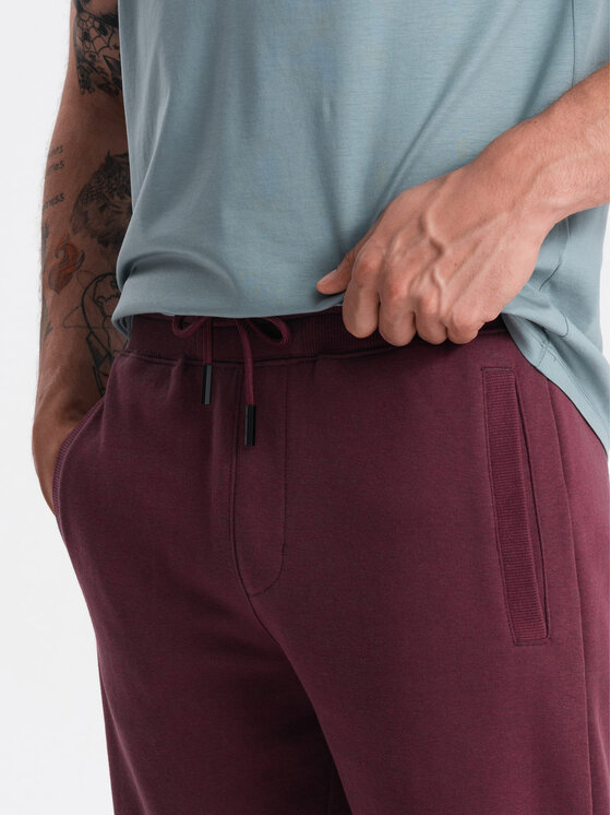 Ombre Ombre Szorty materiałowe OM-SRBS-0149 Bordowy Regular Fit