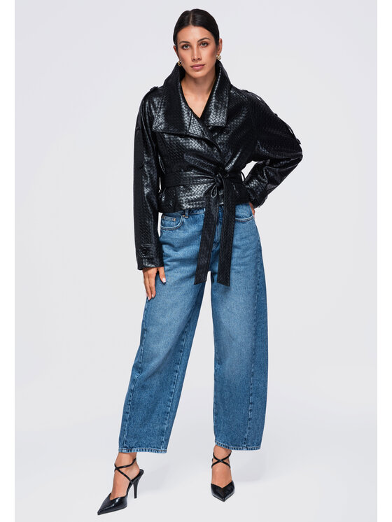 Ombre Ombre Kurtka przejściowa OW-JAFL-0149 Czarny Relaxed Fit