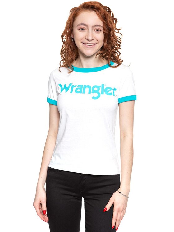 Wrangler Wrangler T-Shirt SS RINGER TEE Biały Slim Fit