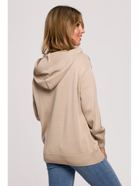 BeWear BeWear Sweter BK073 Beżowy Modern Fit
