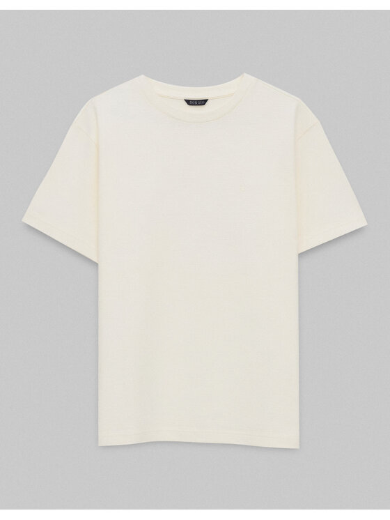Borgio Borgio T-Shirt Liveri Biały Slim Fit
