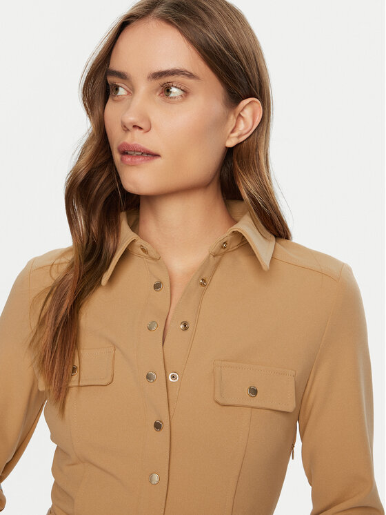 Guess Guess Každodenní šaty W5RK93 KCBO2 Béžová Regular Fit