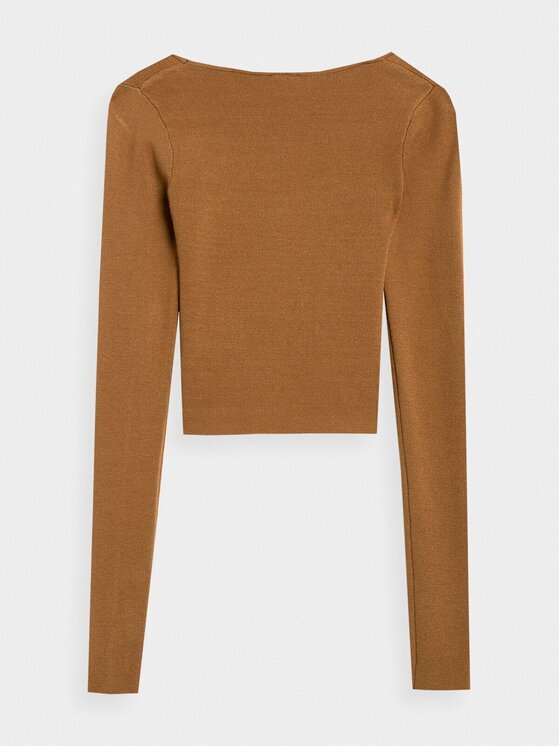 4F 4F Longsleeve 4FAW22TLONF092-81S Brązowy Cropped Fit