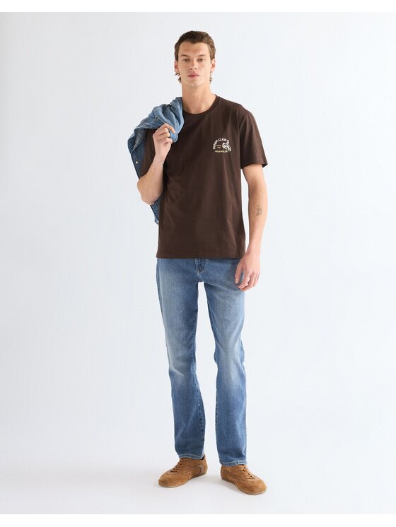 Wrangler Wrangler T-Shirt SMALL GRAPHIC TEE Brązowy Regular Fit