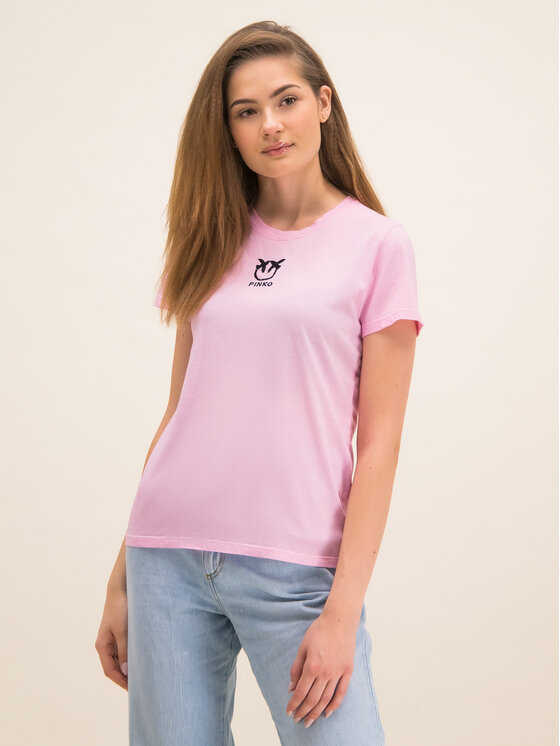 Pinko Pinko Marškinėliai Bussolano PE 20 BLK01 1G14XB Y651 Rožinė Regular Fit